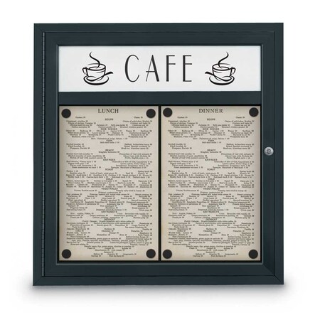 United Visual Products Sliding Door Indoor Enclosed Corkboard, 7, UV9003ACS-SATIN-KEYLIME UV9003ACS-SATIN-KEYLIME